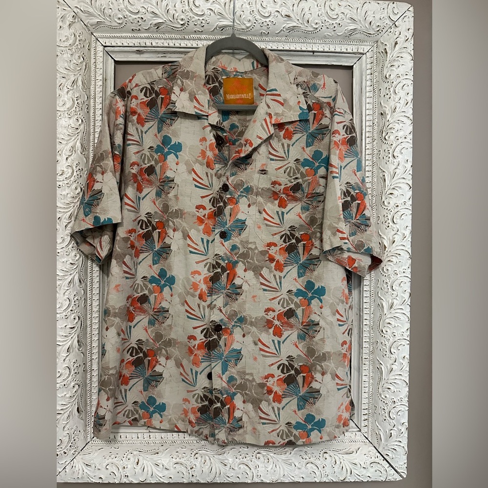 Margaritaville 100% silk shirt. Casual or dressy. Size L. ❣️